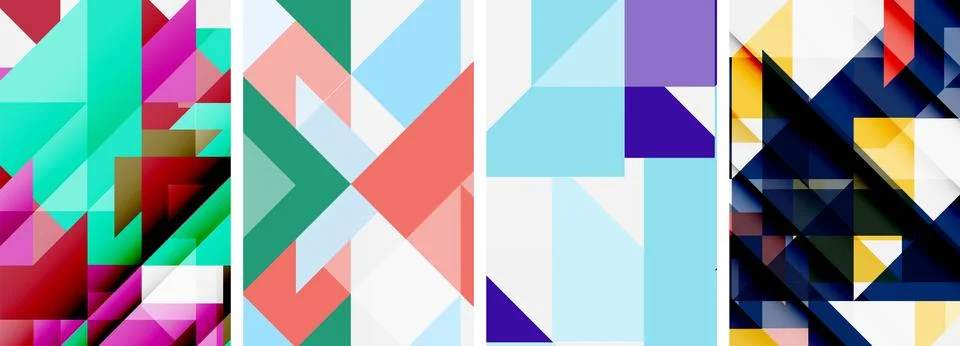 Set of abstract random triangle composition backgrounds. Vector illustration for Stock Illustration