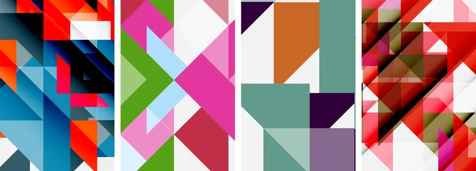 Set of abstract random triangle composition backgrounds. Vector illustration for 스톡 일러스트