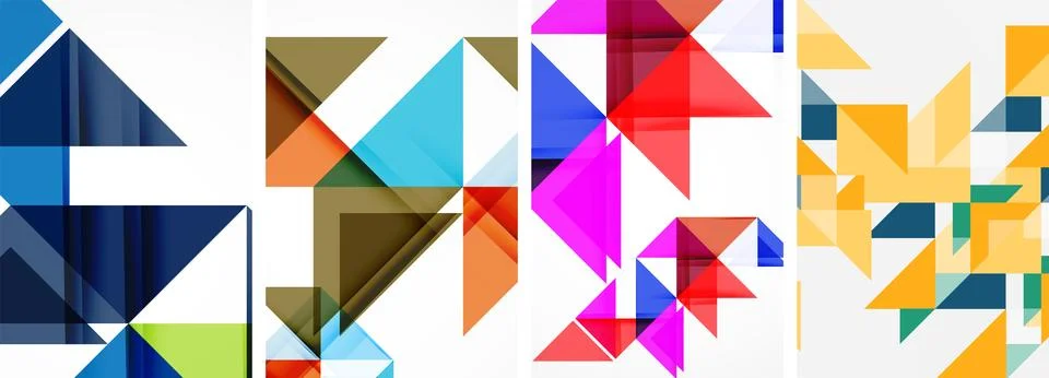 Set of abstract random triangle composition backgrounds. Vector illustration for Illustrazione stock