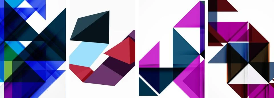 Set of abstract random triangle composition backgrounds. Vector illustration for Illustrazione stock