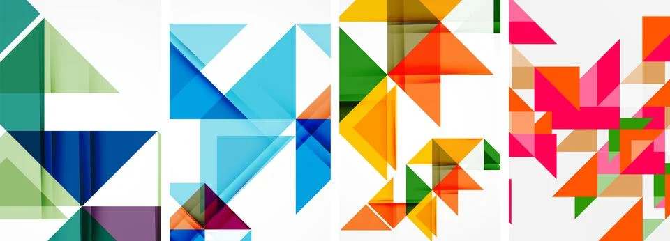 Set of abstract random triangle composition backgrounds. Vector illustration for Illustrazione stock