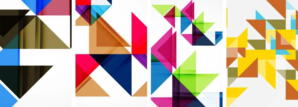 Set of abstract random triangle composition backgrounds. Vector illustration for Illustrazione stock