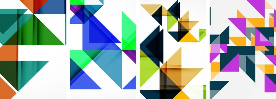 Set of abstract random triangle composition backgrounds. Vector illustration for Stock Illustration