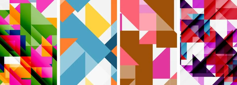 Set of abstract random triangle composition backgrounds. Vector illustration for Stock Illustration