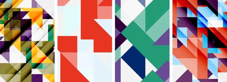 Set of abstract random triangle composition backgrounds. Vector illustration for Illustrazione stock