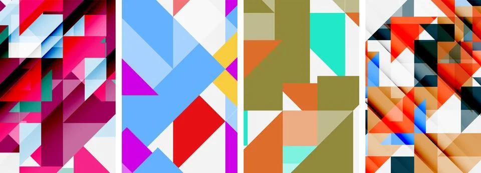 Set of abstract random triangle composition backgrounds. Vector illustration for Illustrazione stock