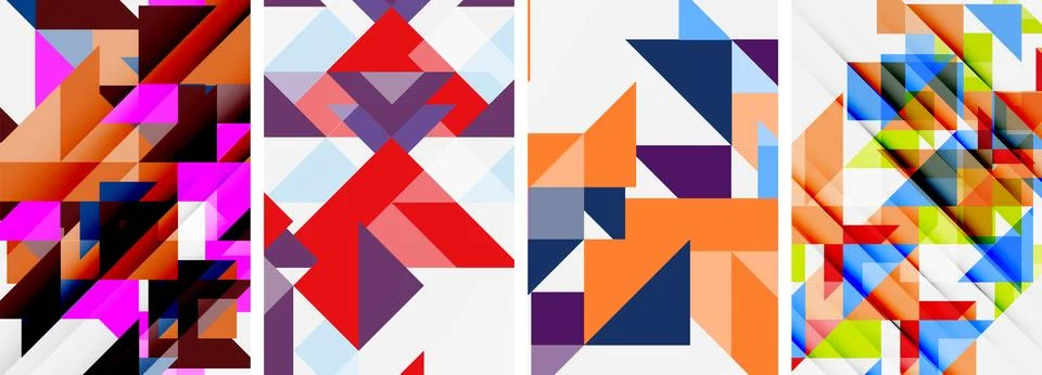 Set of abstract random triangle composition backgrounds. Vector illustration for Illustrazione stock