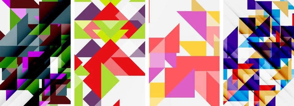 Set of abstract random triangle composition backgrounds. Vector illustration for Stock Illustration
