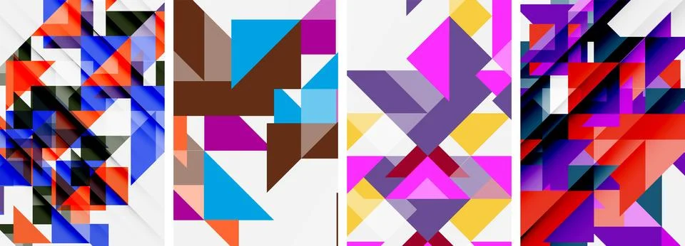 Set of abstract random triangle composition backgrounds. Vector illustration for Illustrazione stock