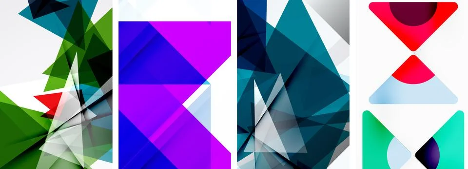 Set of abstract random triangle composition backgrounds. Vector illustration for Stock Illustration