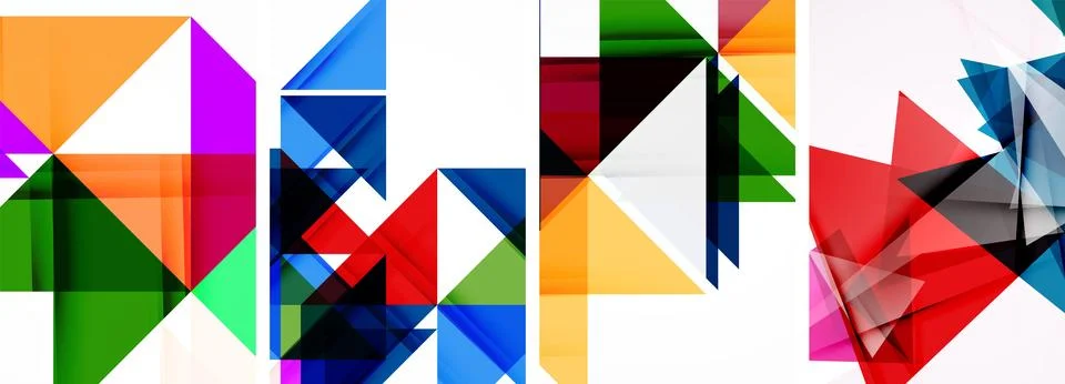 Set of abstract random triangle composition backgrounds. Vector illustration for イラスト素材