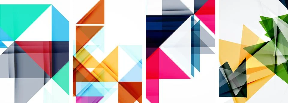 Set of abstract random triangle composition backgrounds. Vector illustration for Illustrazione stock