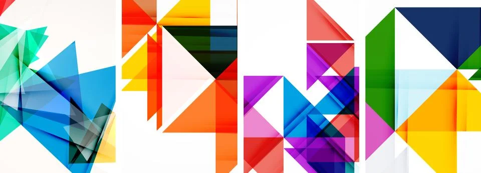 Set of abstract random triangle composition backgrounds. Vector illustration for 库存插图