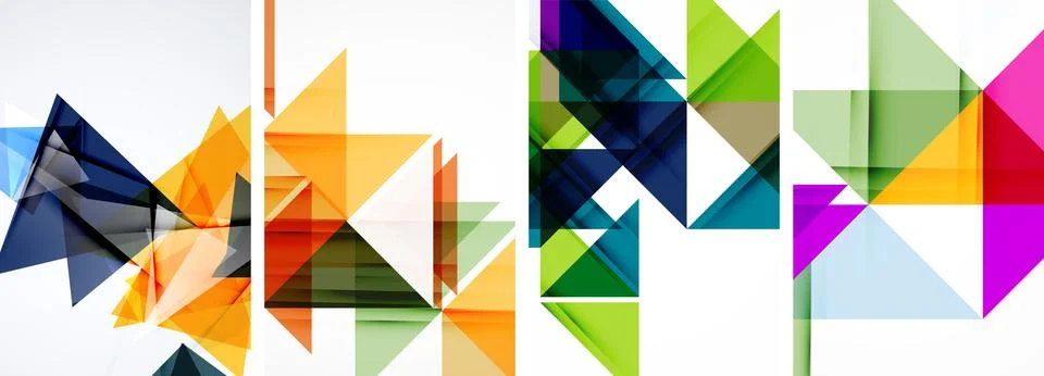 Set of abstract random triangle composition backgrounds. Vector illustration for Stock Illustration
