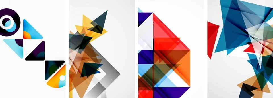 Set of abstract random triangle composition backgrounds. Vector illustration for Illustrazione stock