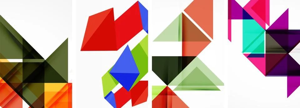 Set of abstract random triangle composition backgrounds. Vector illustration for Illustrazione stock