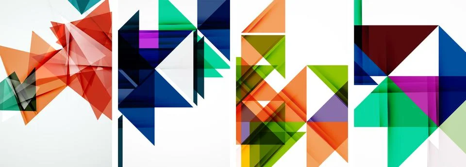 Set of abstract random triangle composition backgrounds. Vector illustration for イラスト素材