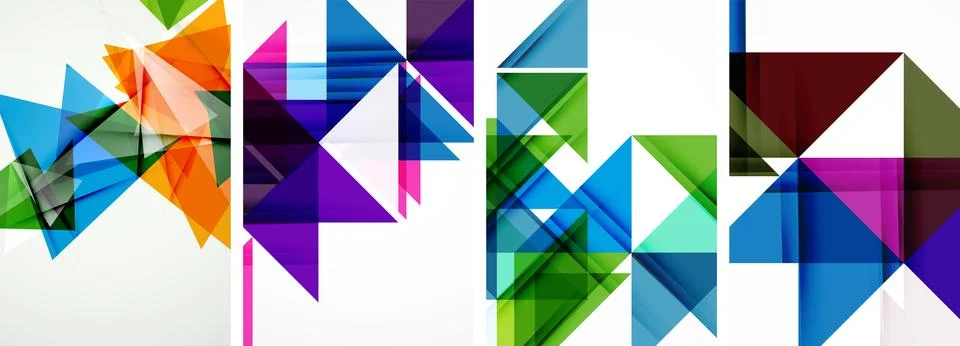 Set of abstract random triangle composition backgrounds. Vector illustration for Stock Illustration