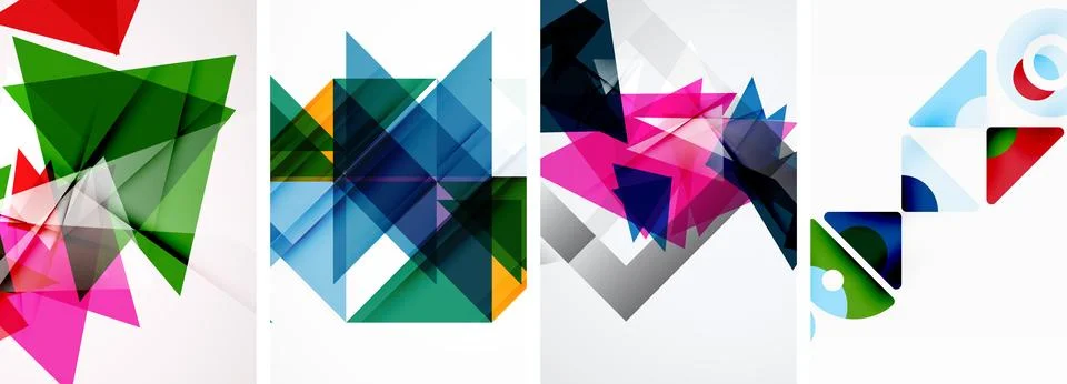 Set of abstract random triangle composition backgrounds. Vector illustration for イラスト素材