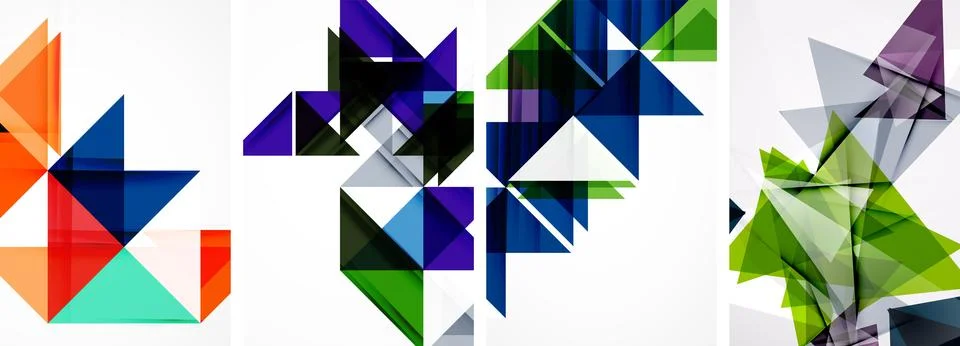 Set of abstract random triangle composition backgrounds. Vector illustration for Illustrazione stock