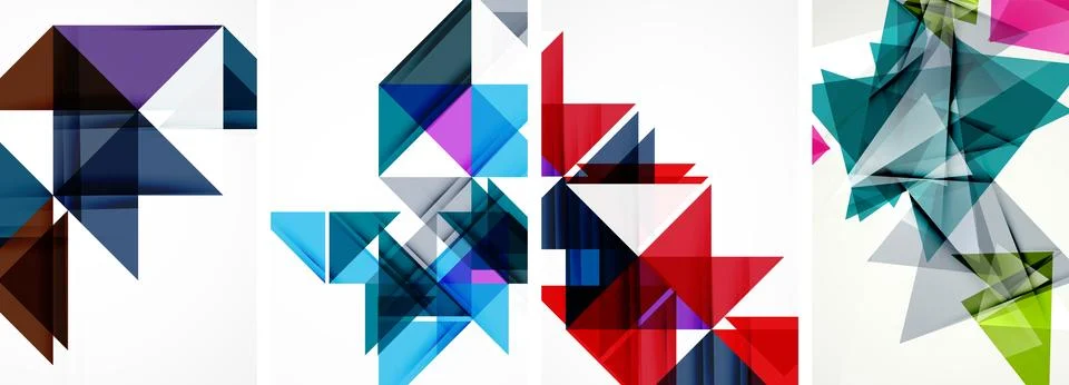 Set of abstract random triangle composition backgrounds. Vector illustration for Stock Illustration