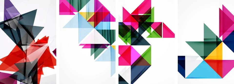 Set of abstract random triangle composition backgrounds. Vector illustration for Stock Illustration