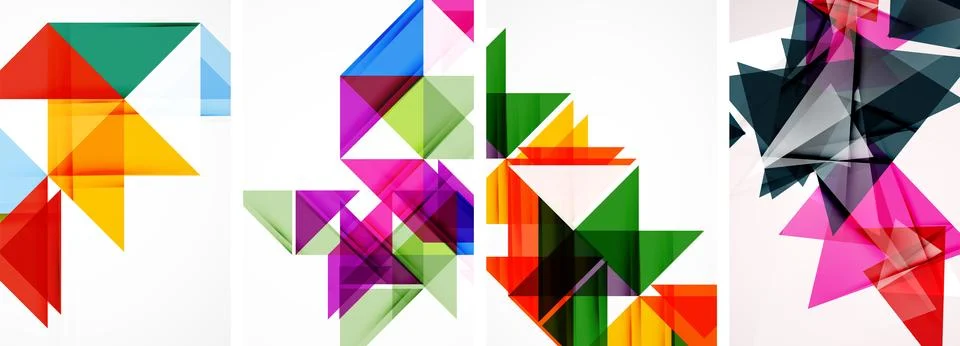 Set of abstract random triangle composition backgrounds. Vector illustration for Illustrazione stock
