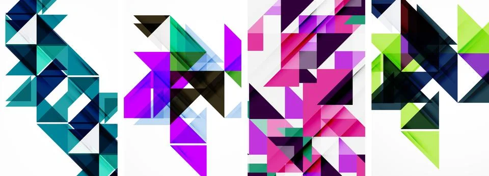 Set of abstract random triangle composition backgrounds. Vector illustration for Illustrazione stock