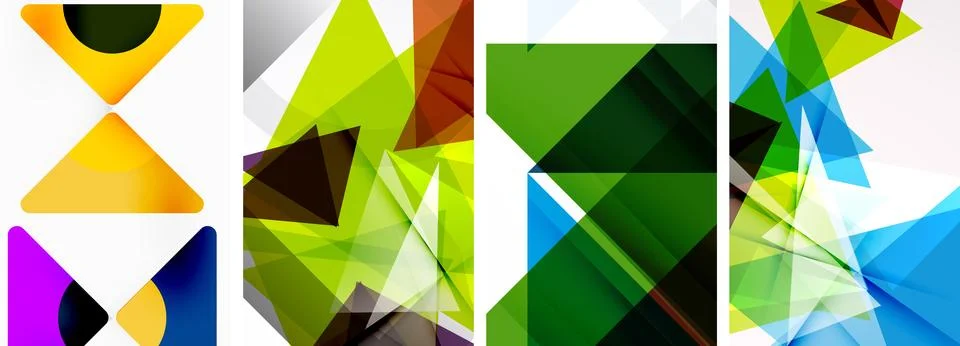 Set of abstract random triangle composition backgrounds. Vector illustration for Illustrazione stock