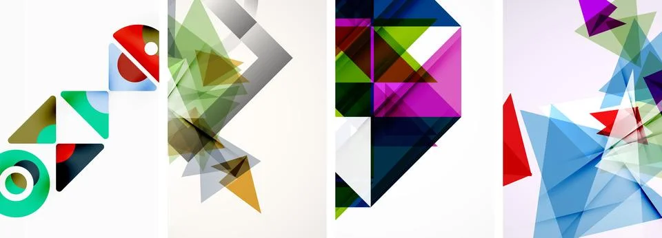 Set of abstract random triangle composition backgrounds. Vector illustration for Illustrazione stock