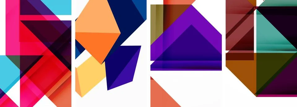 Set of abstract random triangle composition backgrounds. Vector illustration for Illustrazione stock
