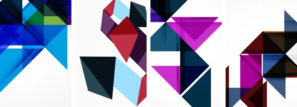 Set of abstract random triangle composition backgrounds. Vector illustration for イラスト素材