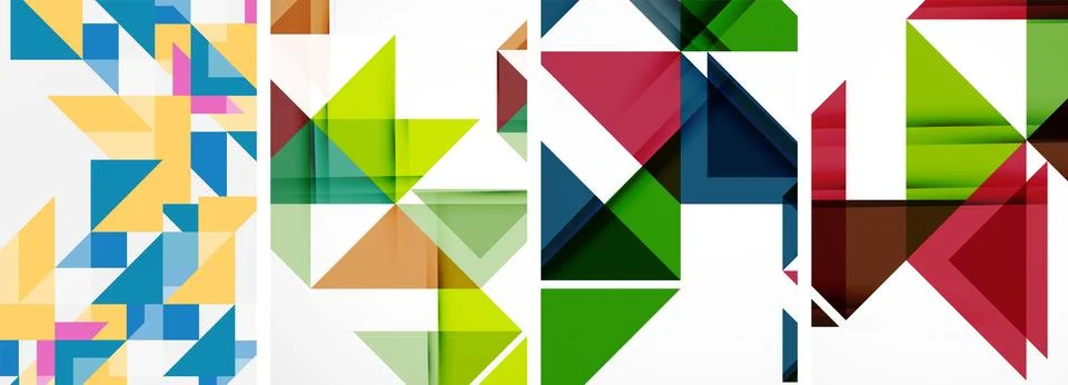 Set of abstract random triangle composition backgrounds. Vector illustration for Stock Illustration
