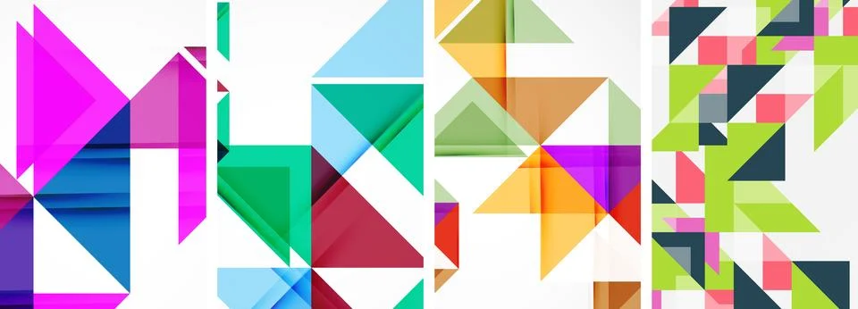 Set of abstract random triangle composition backgrounds. Vector illustration for Stock Illustration