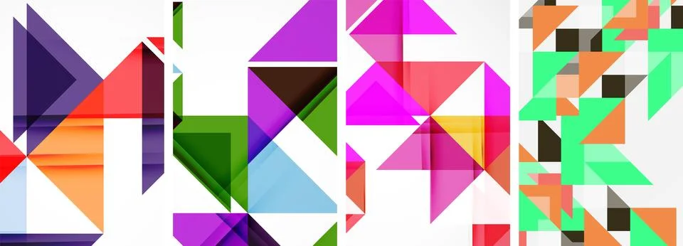 Set of abstract random triangle composition backgrounds. Vector illustration for Illustrazione stock