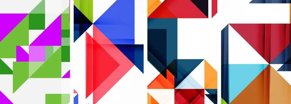 Set of abstract random triangle composition backgrounds. Vector illustration for イラスト素材