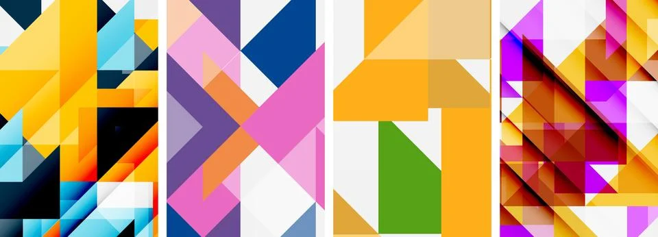 Set of abstract random triangle composition backgrounds. Vector illustration for 스톡 일러스트