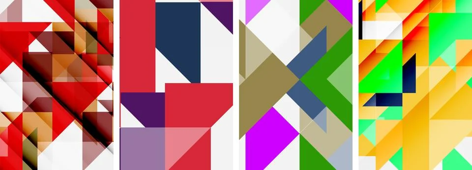 Set of abstract random triangle composition backgrounds. Vector illustration for Stock Illustration