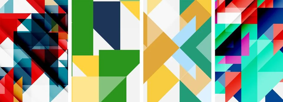 Set of abstract random triangle composition backgrounds. Vector illustration for Stock Illustration