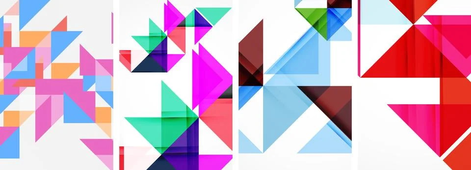 Set of abstract random triangle composition backgrounds. Vector illustration for Illustrazione stock