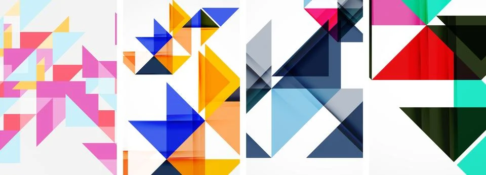 Set of abstract random triangle composition backgrounds. Vector illustration for Illustrazione stock