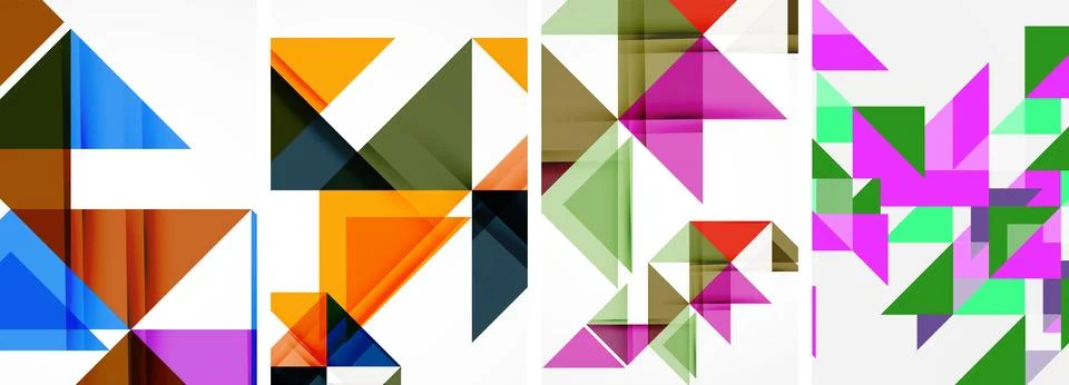 Set of abstract random triangle composition backgrounds. Vector illustration for Illustrazione stock