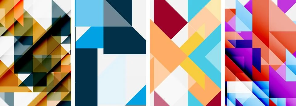 Set of abstract random triangle composition backgrounds. Vector illustration for Stock Illustration