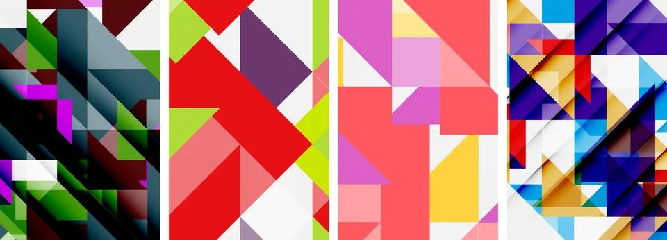 Set of abstract random triangle composition backgrounds. Vector illustration for イラスト素材