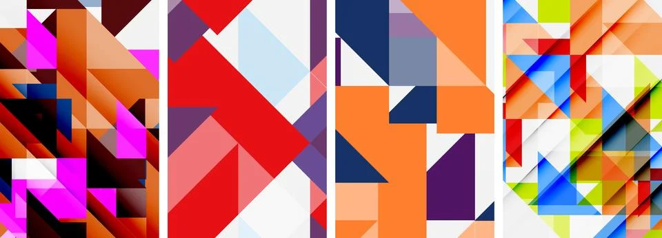 Set of abstract random triangle composition backgrounds. Vector illustration for Illustrazione stock