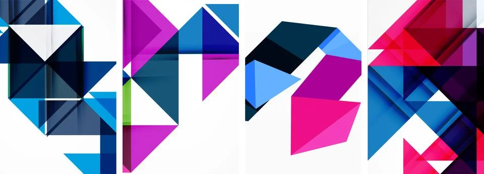 Set of abstract random triangle composition backgrounds. Vector illustration for Illustrazione stock