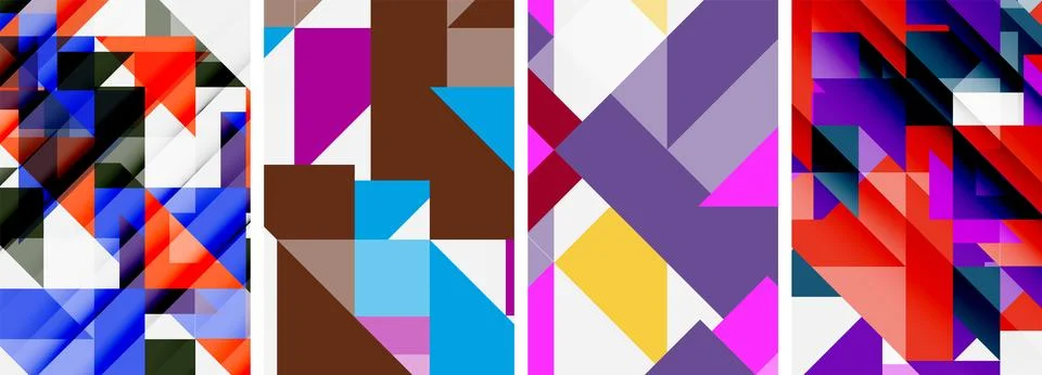Set of abstract random triangle composition backgrounds. Vector illustration for Stock Illustration