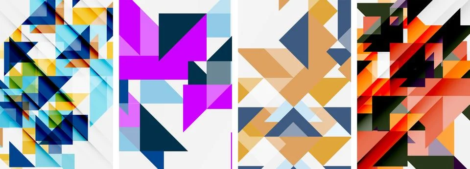 Set of abstract random triangle composition backgrounds. Vector illustration for Stockillustratie