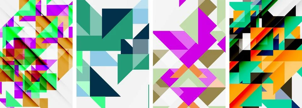 Set of abstract random triangle composition backgrounds. Vector illustration for Stock Illustration