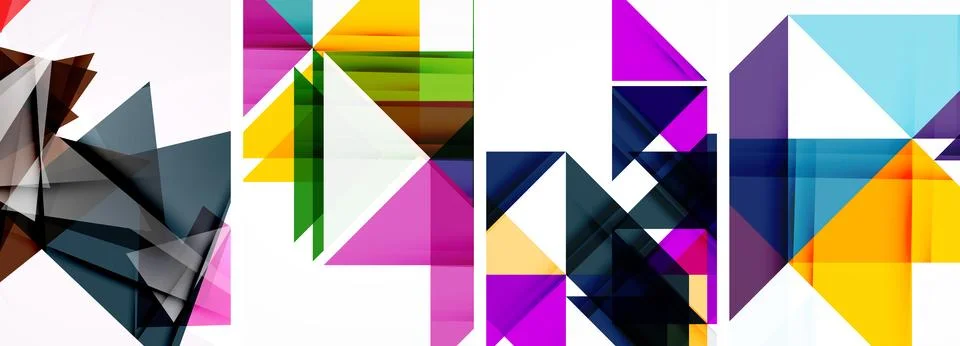 Set of abstract random triangle composition backgrounds. Vector illustration for Illustrazione stock